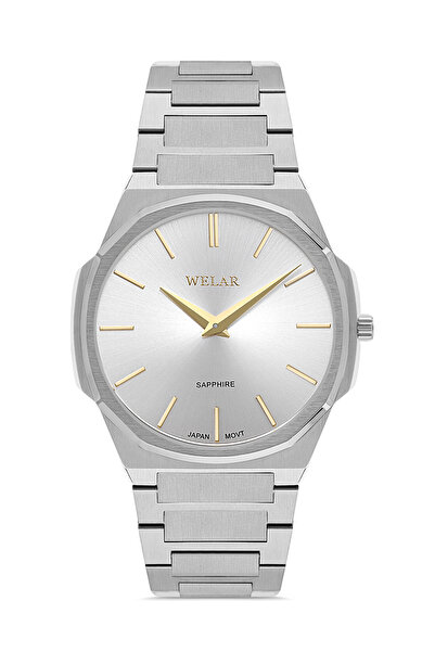 Welar ساعة يد رجالية WEL2515M-2 من الفولاذ والزجاج الياقوتي، نحيفة ومقاومة لل...