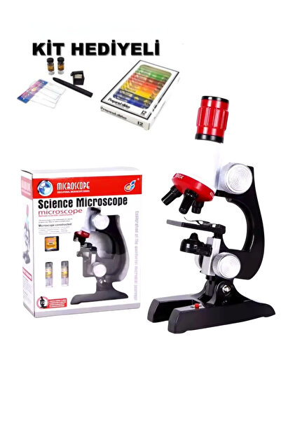 SONEX Eğitici Mikroskop Seti 100x 400x 1200x Zoom LED Işıklı + 12 Biyolojik Ö...