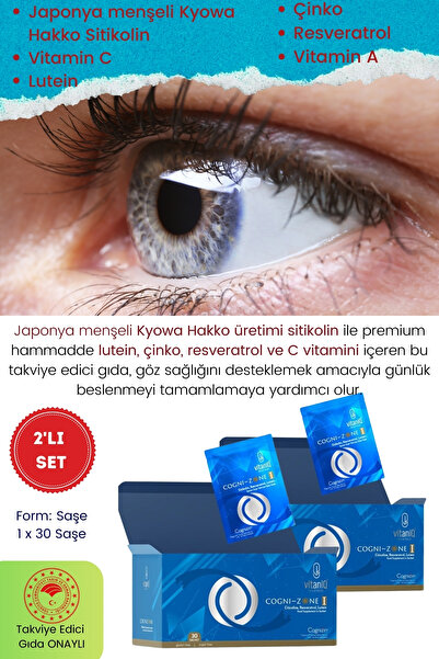 VITANIQ Cognizone Sase-Göz ve Sinir Sistemine Destek – Sitikolin & Lutein Tak...