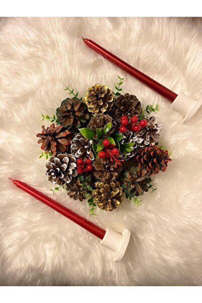 AWSHIN شمعدان زينة طاولة عيد الميلاد المصنوعة يدويًا مع زخرفة ملونة على شكل م...