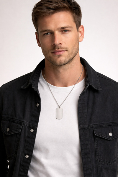 special Orjinal Asker Künyesi - Iki Plaka Ve Zinciri - Asker Kolye Künye