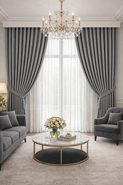 Emuz Light Gray Fabric Backdrop 1 / 3 Frequently Pleated (Single Wing) Panel,...