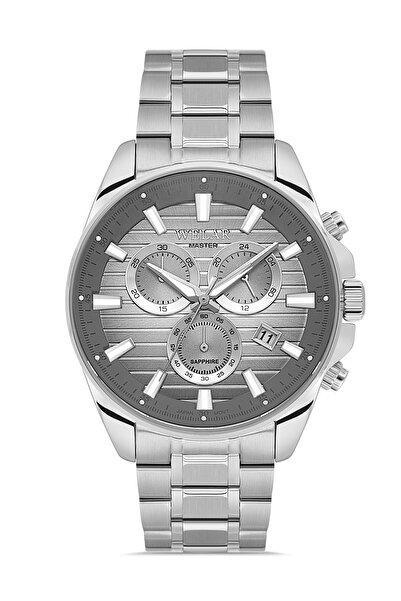 Welar ساعة يد رجالية WEL2517M-3 من الفولاذ والزجاج الياقوتي مع تقويم ومقاومة ...