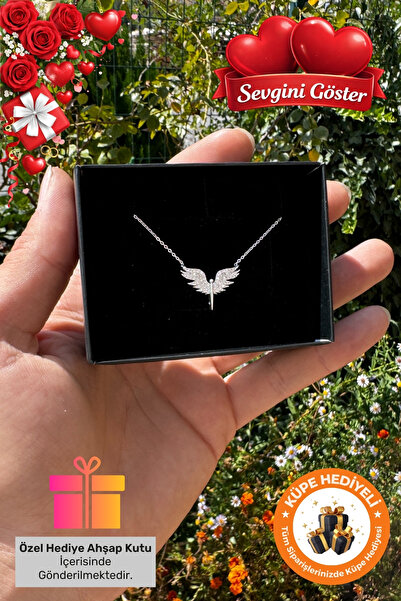Lucente Jewellery 925 Ayar Hediye Kutulu Melek Kanatlı Mikail Meleği Sevgilil...