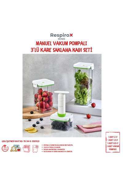 Respirox Home مجموعة حاويات تخزين مفرغة من الهواء من ريسبيروكس هوم، طقم مكون ...