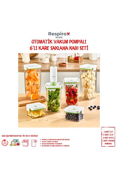 Respirox Home Respiroxhome Vakumlu Saklama Kabı Seti 6lı Şarjlı Otomatik Pompalı