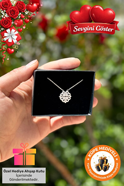 Lucente Jewellery 925 Ayar Hediye Kutulu Mıknatıslı Açılır Kapanır Aşk Yonca ...