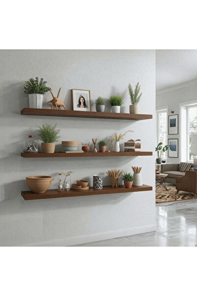 Defneligrup 3'lü Uçan Raf | Dekoratif Kitaplık, Çiçeklik, Aksesuar Rafı