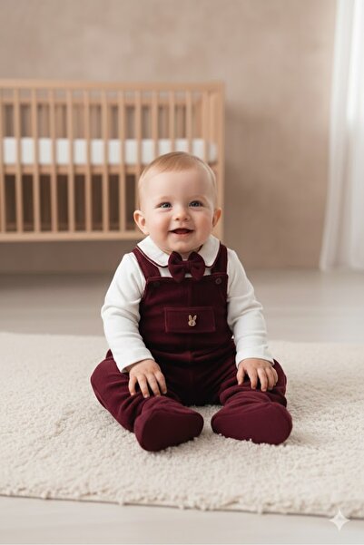 Noy Noy طقم بدلة مخملية للفتيات من عمر 3 إلى 6 أشهر مكون من 4 قطع بتصميم خاص