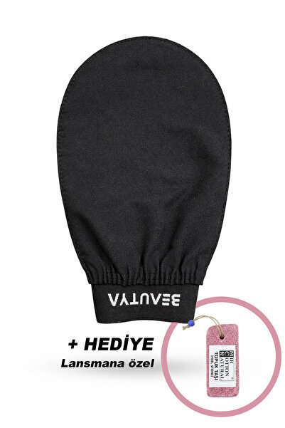 BEAUTYA 1 Adet Siyah Banyo Duş Kesesi Peeling Eldiveni %100 Floş Ipek Normal ...