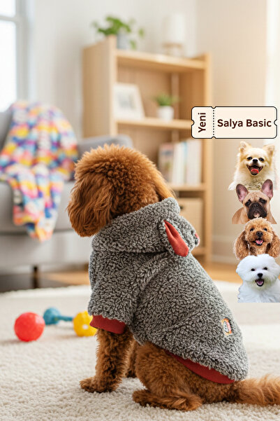 salya store Salya Basic Peluş köpek kıyafetleri Gri