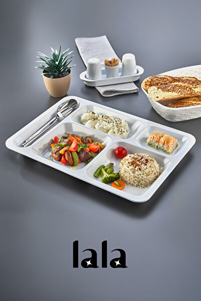 Lala Mutfak Gözde 5 Bölmeli Tabldot Tabak - Servis Tabağı - Kırılmaya Dayanık...