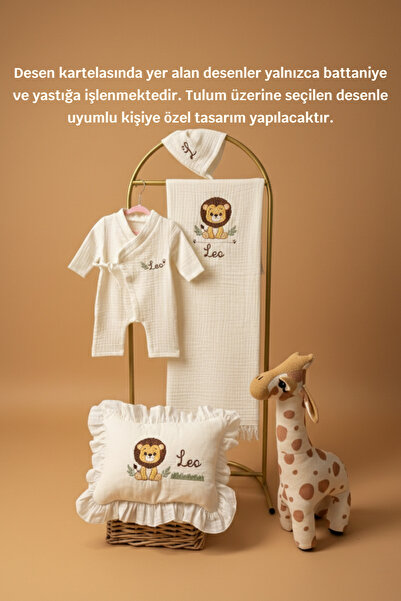 DurucoBaby Yenidoğan Bebek Hastane Çıkışı Kişiye Özel İsim Nakışlı Müslin Kru...