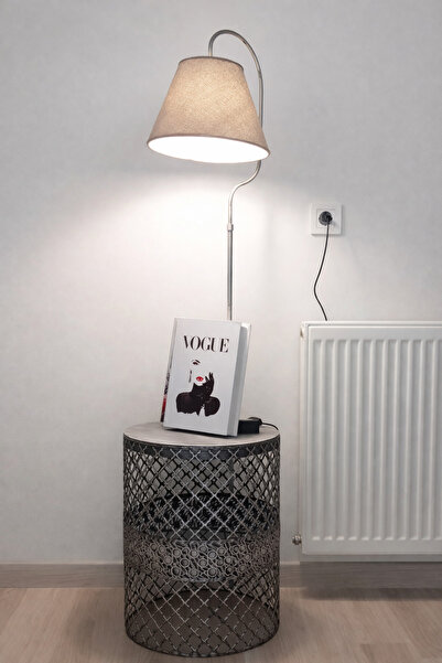 VENON Sehpalı Lambader Siyah Gümüş Silver Patine Elips Gümüş Patine ⭐️ Açık G...