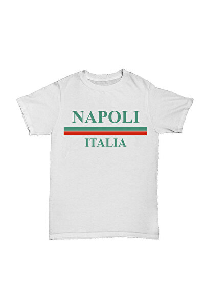 l'eivor Tricou unisex din bumbac alb cu imprimeu Napoli Italia
