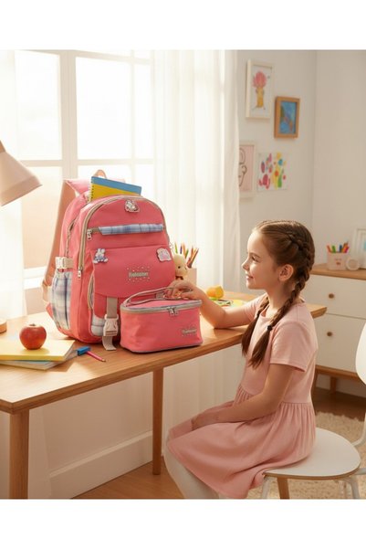 Kidessa Relaxion 2144-1396 Kore Tarzı Unisex Çocuk Üçlü Set İlkokul Sırt Çantası