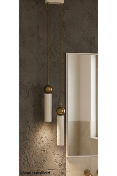 Bozyaka Aydınlatma Sparg 2'li Metal Tavan Sarkıt Çift Renk Krem&Eskitme Kapla...