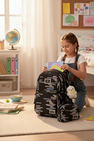 Kidessa Relaxion 2173-1430 İthal Ürün Kız Çocuk Üçlü Set İlkokul Sırt Çantası