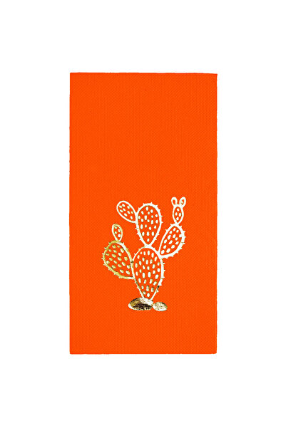 Story 40X40 cm Gold Foil Cactus Patterned 16-Piece 1/8 Fold Orange Colored Pa...