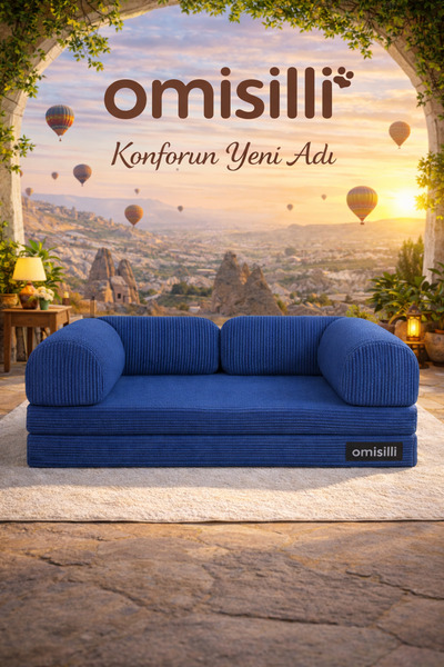 OMİSİLLİ Kaymaz Cırt Bantlı Katlanabilir Kanepe Yatak – Fitilli Kadife, Yıkan...