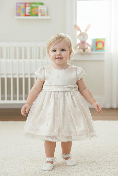 Butik Baby Satin Lined Back Buttoned Evening Dress