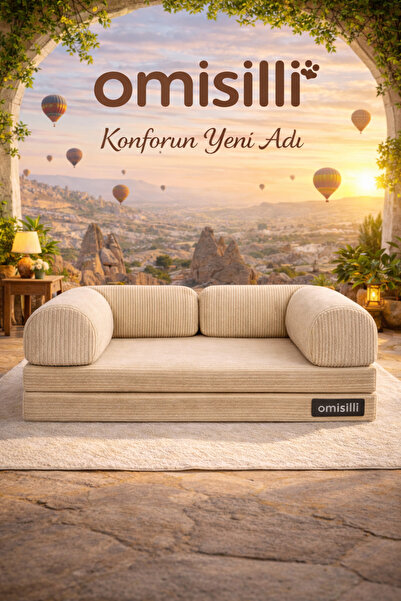 OMİSİLLİ Kaymaz Cırt Bantlı Katlanabilir Kanepe Yatak – Fitilli Kadife, Yıkan...