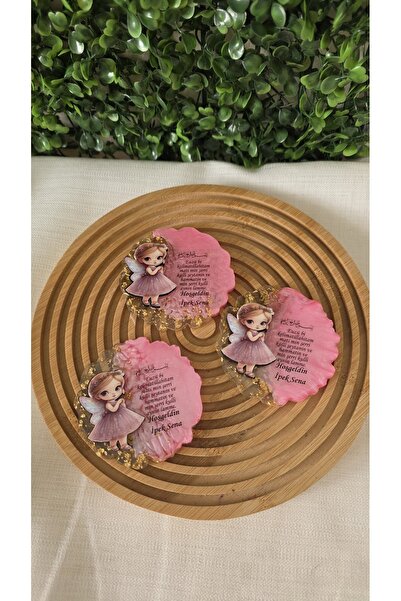 Nes Stylee Nesstylee Pembe kız figürlü epoksi Bebek yenidoğan doğum günü magn...