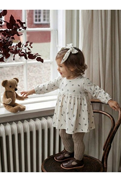 rg kidsstore Bebek Doğal Baskılı Desenli Elbise & Toka | %100 Natural Pamuk |...