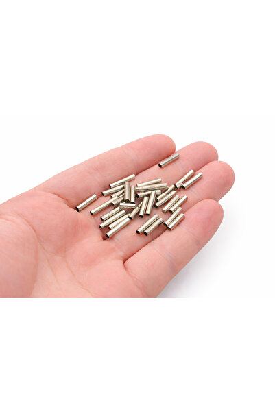 FlowerAksesuar 100 ADET - 2x10 mm Metal Boru Boncuk, Boru Boncuk, Metal Ara B...