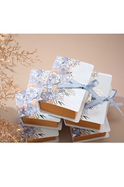 Choice علبة هدايا زرقاء على شكل كتاب، 13 سم × 4.5 سم × 9 سم، 5 قطع، مع شريط، ...