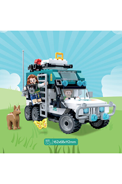 Ogi Mogi Toys مجموعة عربة تخييم مضيئة تعليمية زرقاء، 298 قطعة، متوافقة