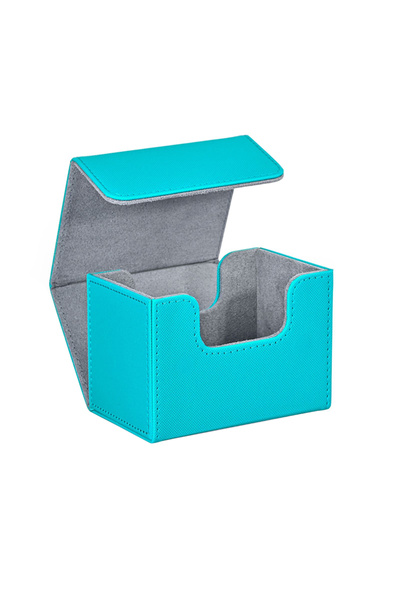 Choice صندوق تخزين بطاقات أكوا، يتسع لأكثر من 100 بطاقة مغلفة، مصنوع من جلد ا...