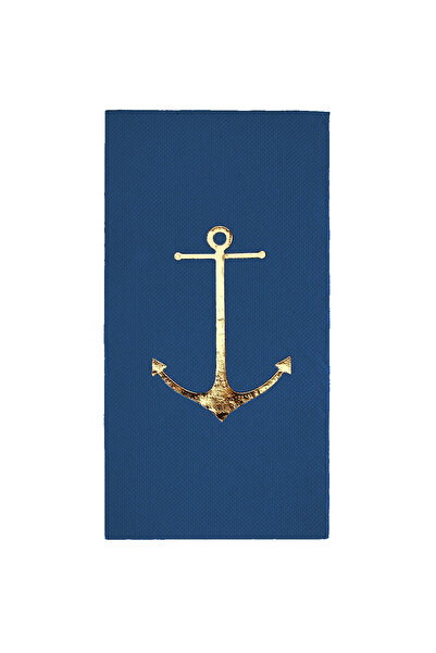 Story 40X40 cm Gold Foil Anchor Marine Patterned 16-Piece 1/8 Fold Navy Blue ...