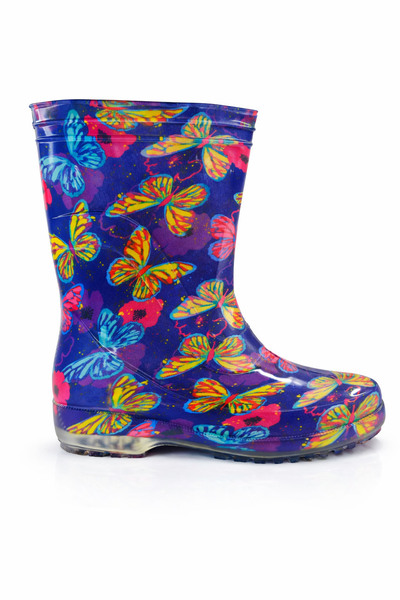 fafatara Kelebek Desenli Su Geçirmez Yağmur ve Bahçe Çizmesi – Kaymaz Tabanlı...
