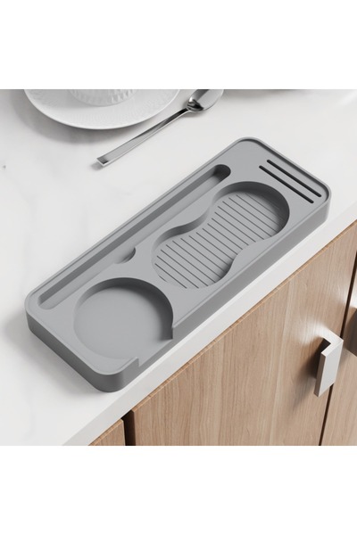 Choice وسادة ضغط قهوة سيليكون رمادية مانعة للانزلاق مع حامل تخزين لأدوات الإس...