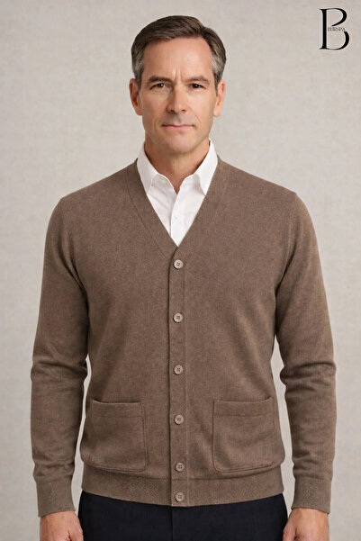 BURSPA Jachetă de iarnă, simplă, subțire, din lână, maro, cu buzunare