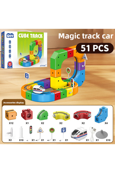 Choice 51pcs Children Magic Track Train Electric Assembled Building Blocks Ma...