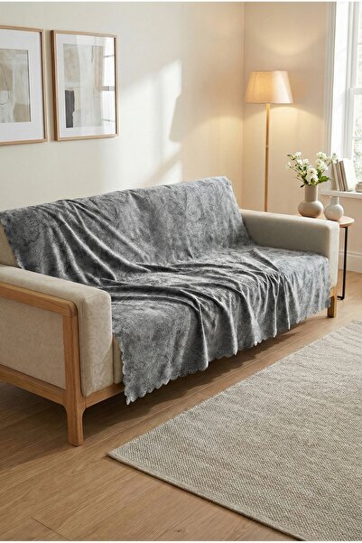 turkanlarhome Husă pentru canapea extensibilă Gri cu model de granule Bază an...