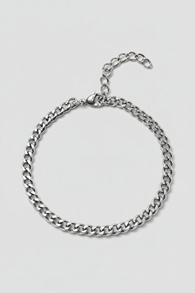 HERİF Aksesuar Erkek İnce Klasik Retro Örgü Zincir Çelik Bileklik– 4mm. Ayarl...