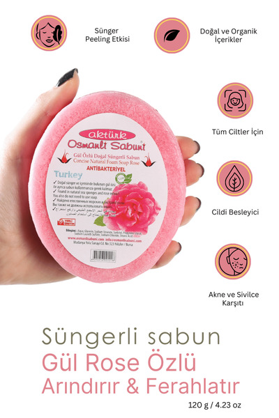 Gül Rose Özlü Gliserinli - Köpüklü Banyo Süngeri 120 Gr