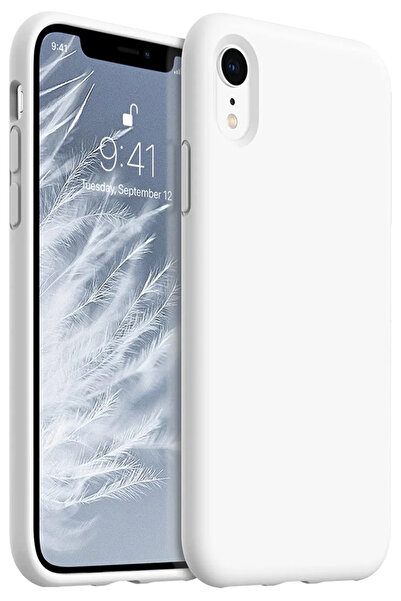 Marselit iphone XR Uyumlu Premium Lansman Liquid Silikon Kılıf İçi Kadife-Beyaz