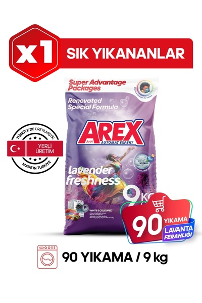 AREX MATİK TOZ DETERJAN LAVANTA FERAHLIĞI RENKLİLER İÇİN 9KG