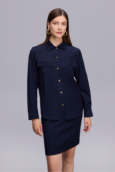 Naramaxx Çıtçıtlı Süet Lacivert Gömlek