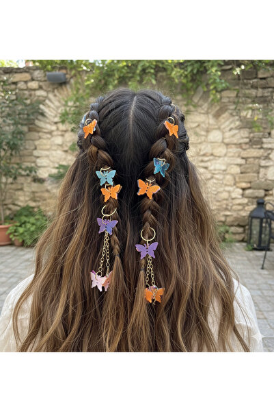 gülümse gel Kız Çocuk 12'li Renkli Saç Süsü Saç Halkası Saç Küpesi Saç Yüzüğü...