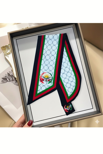 nurfemina وشاح ربطة عنق حريري أنيق بتصميم فلسطين للحرية والسلام |   إكسسوار ا...