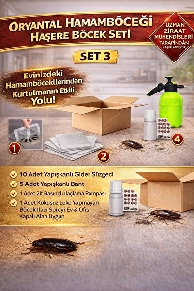 set marketing SET 3 Oryantal Hamamböceği Haşere Böcek Seti / Kokusuz Leke Yap...