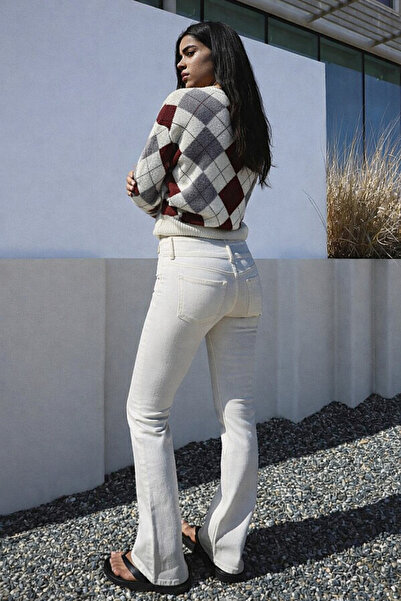 markazzi Ecru Burgundy Baklava Patterned Dimitz Sweater