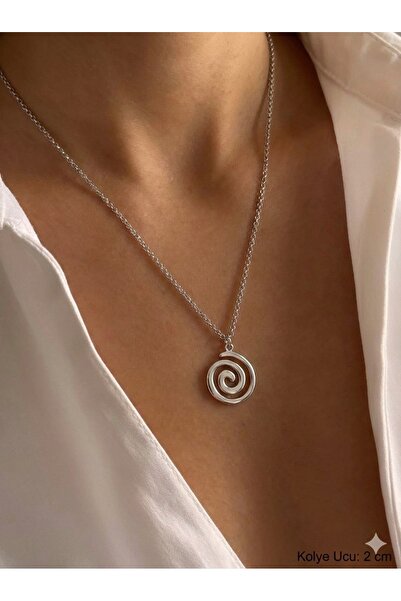 Sphere Jewelry Spiral Gümüş Çelik Kolye