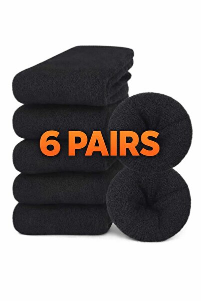 ESESTO ÇORAP 6'LI SİYAH ERKEK KIŞLIK HAVLU ÇORAP-KALIN,SICAK,PAMUKLU