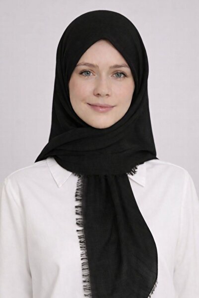 Merve Nayir Eșarfă neagră din bumbac, eșarfă simplă, eșarfă din bumbac, culoa...